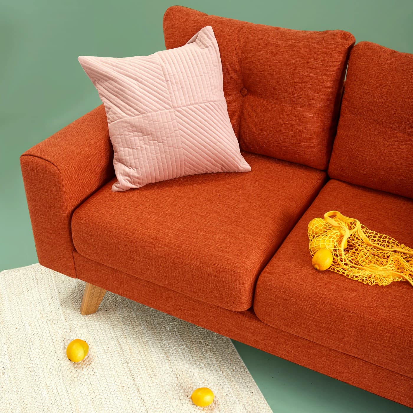 Styled living room vignette in a furniture showroom